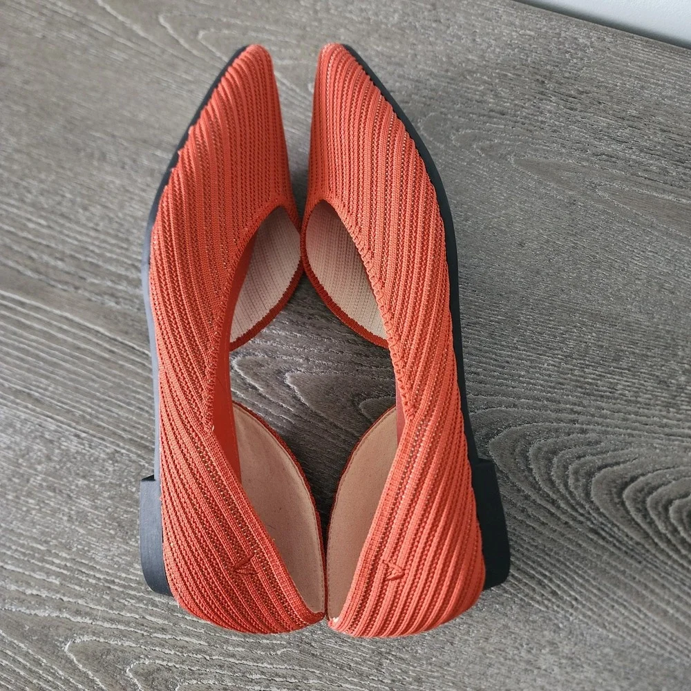VIVAIA Melia Flats EU 38 US 7/7.5 Coral Orange Knit Pointed Toe D'Orsay Coastal